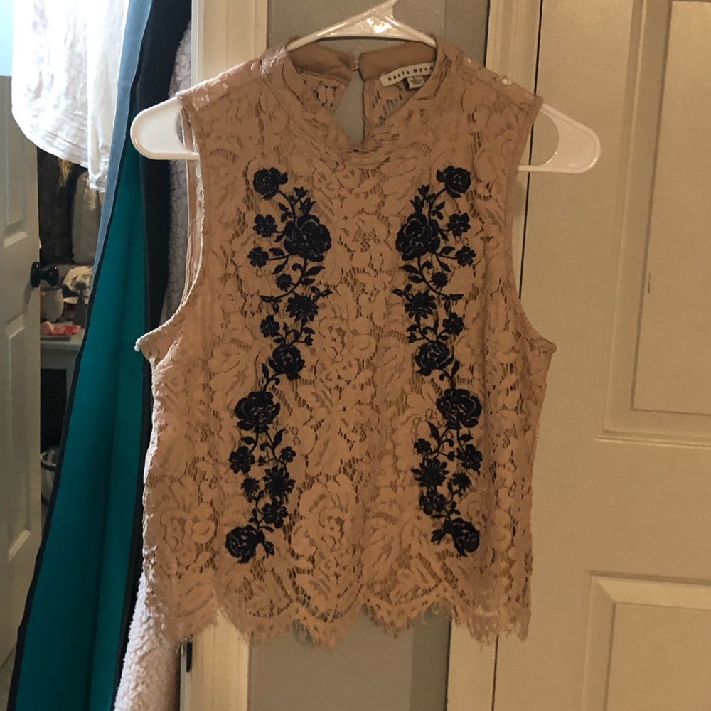 Lace and Embroidered Tank